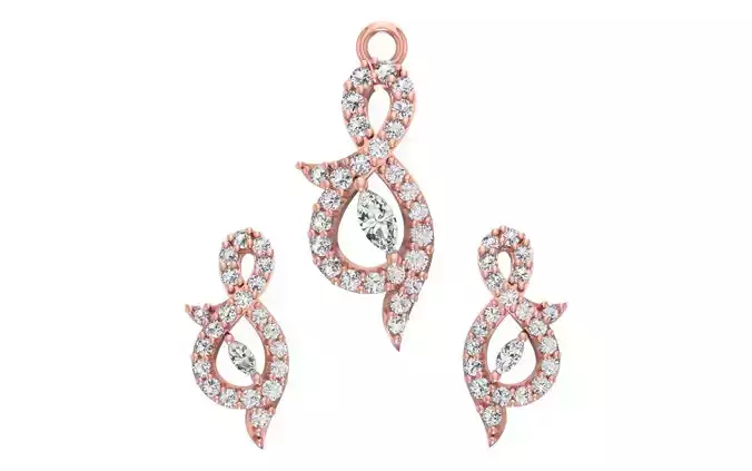 Women Earrings Pendants Sets 3dm STL OBJ FBX Renders Details