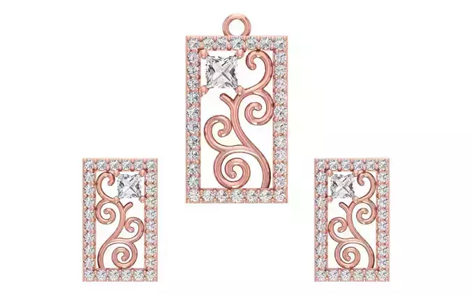 Women Earrings Pendants Sets 3dm STL OBJ FBX Renders Details