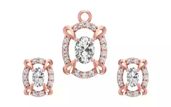 Women Earrings Pendants Sets 3dm STL OBJ FBX Renders Details