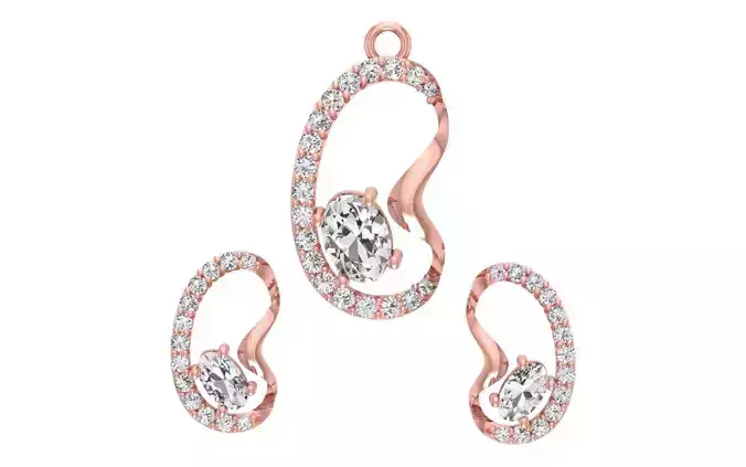Women Earrings Pendants Sets 3dm STL OBJ FBX Renders Details