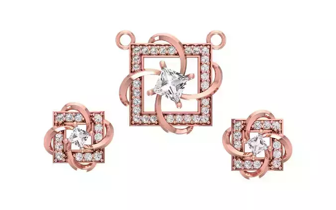 Women Earrings Pendants Sets 3dm STL OBJ FBX Renders Details