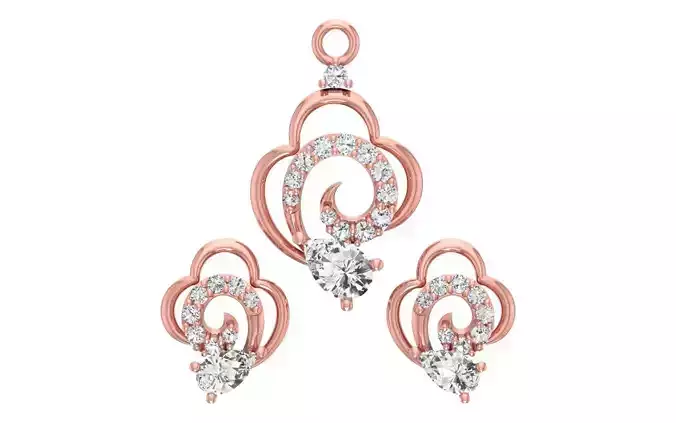 Women Earrings Pendants Sets 3dm STL OBJ FBX Renders Details
