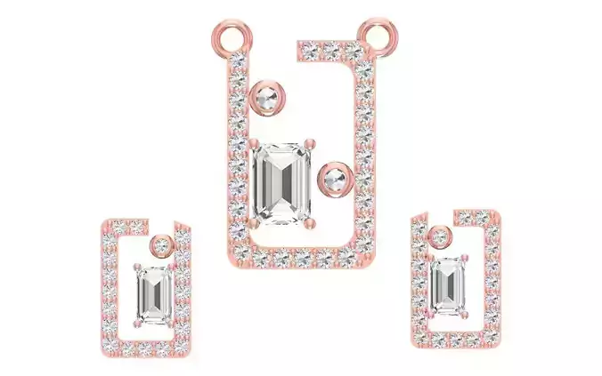 Women Earrings Pendants Sets 3dm STL OBJ FBX Renders Details