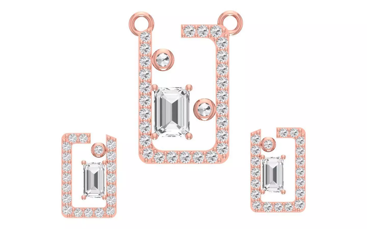 Women Earrings Pendants Sets 3dm STL OBJ FBX Renders Details 3D print model_0