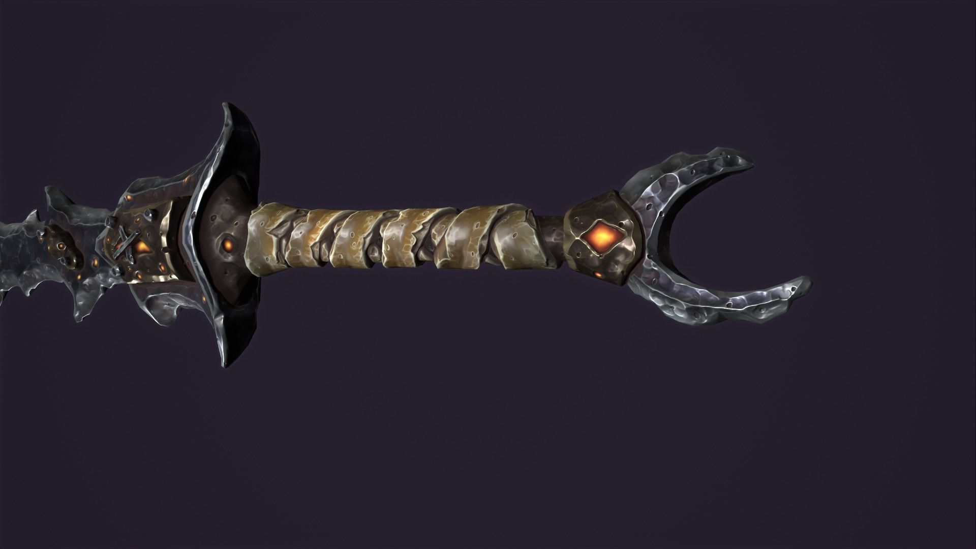 Brute two handed sword Low-poly 3D model_17