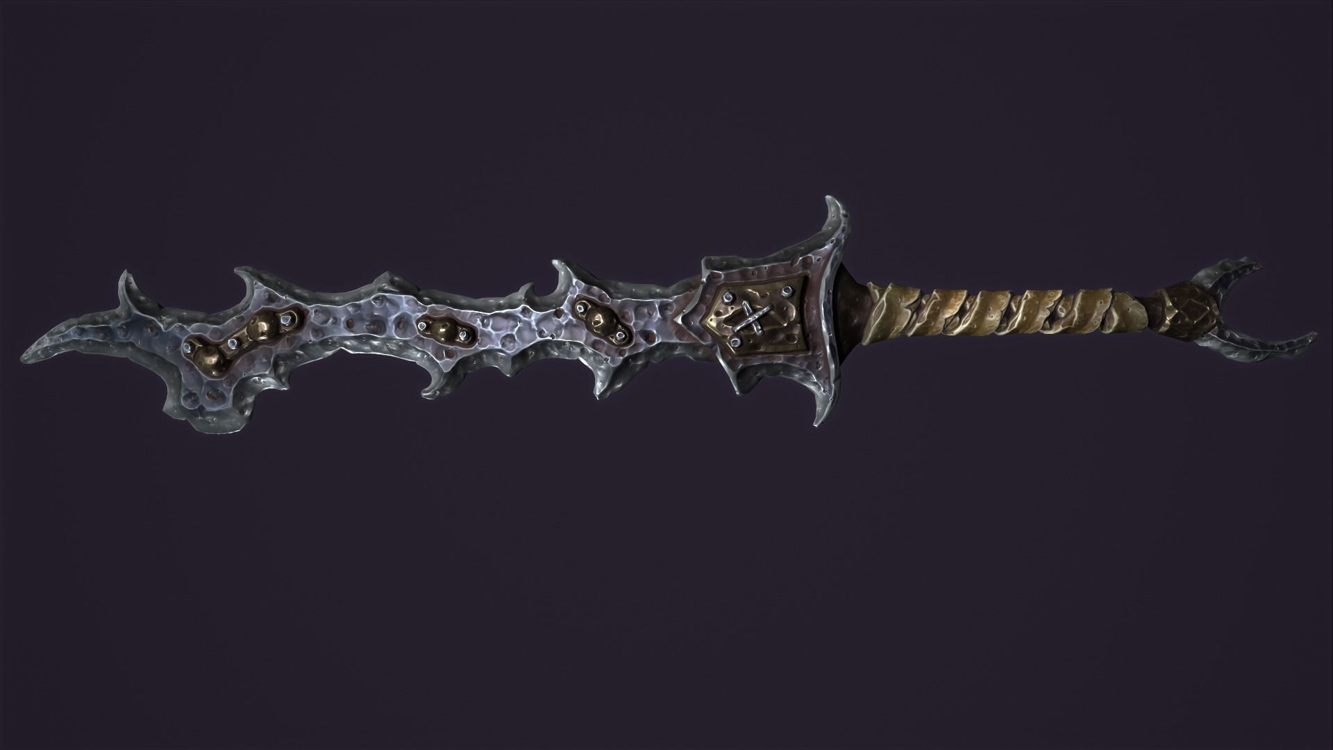 Brute two handed sword Low-poly 3D model_1