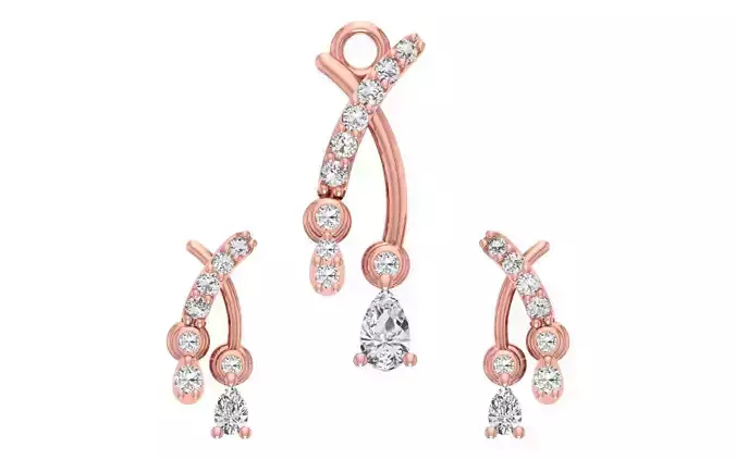 Women Earrings Pendants Sets 3dm STL OBJ FBX Renders Details
