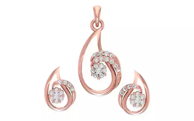 Women Earrings Pendants Sets 3dm STL OBJ FBX Renders Details