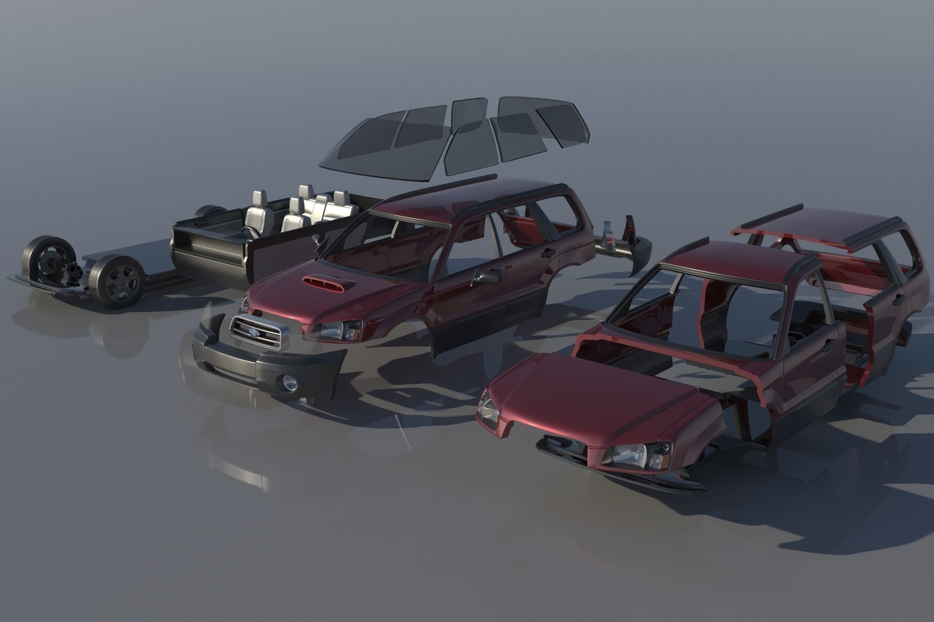 Subaru Forester 2003 3D print model_10