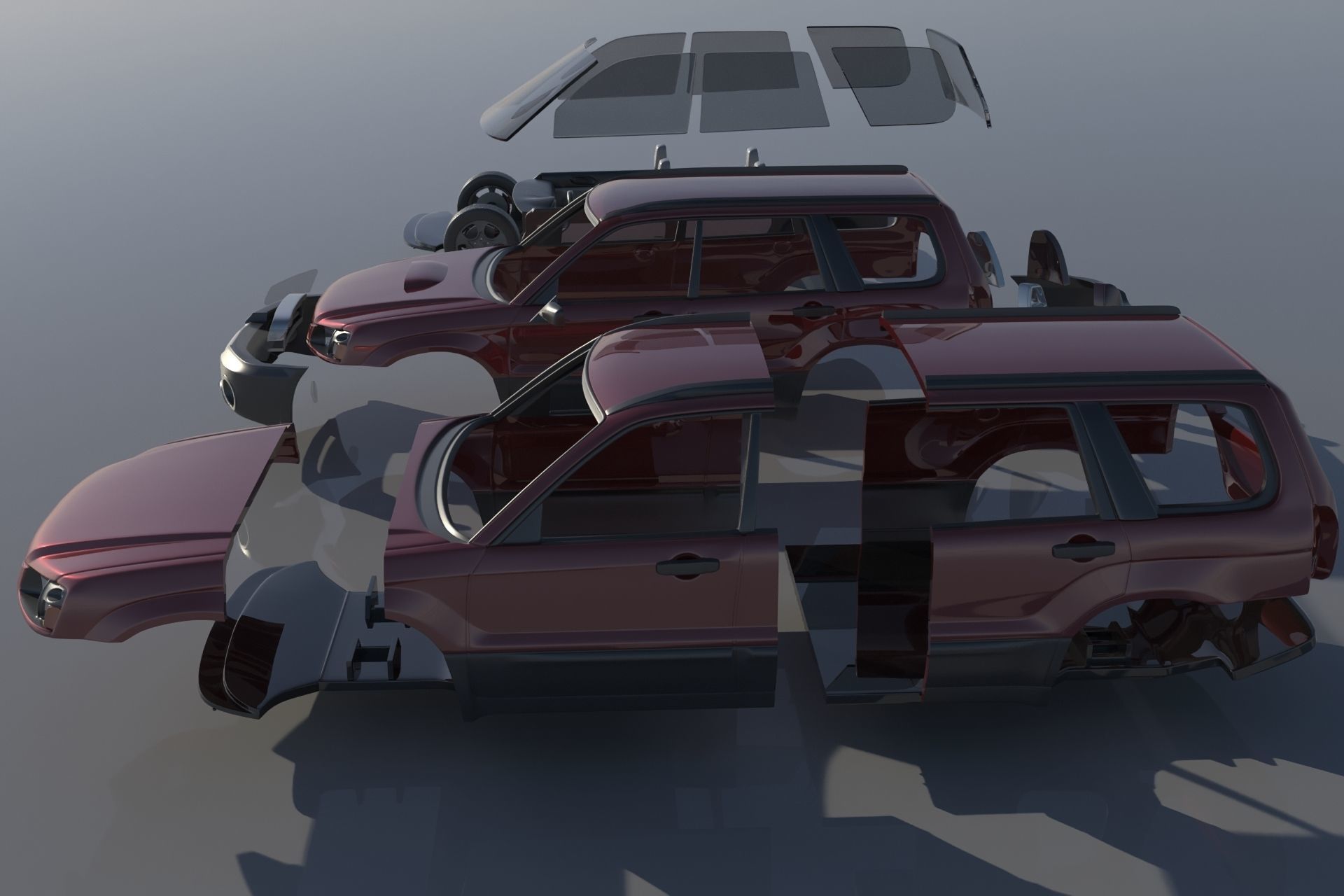 Subaru Forester 2003 3D print model_11