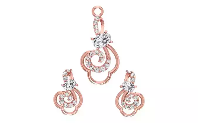Women Earrings Pendants Sets 3dm STL OBJ FBX Renders Details