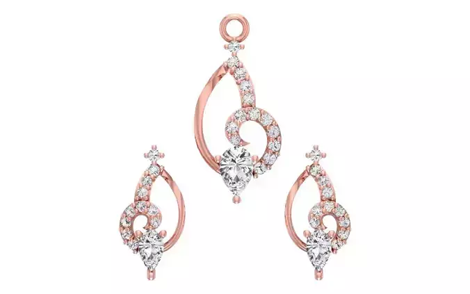 Women Earrings Pendants Sets 3dm STL OBJ FBX Renders Details