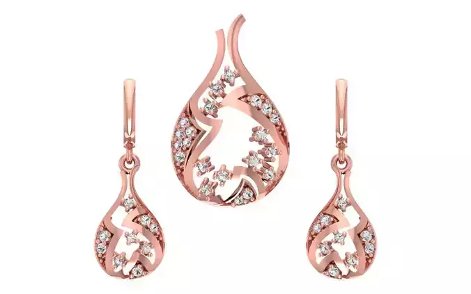 Women Earrings Pendants Sets 3dm STL OBJ FBX Renders Details