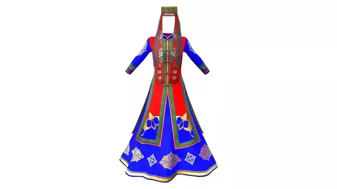 Asian Traditional Costume Dress With Hat