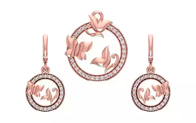 Women Earrings Pendants Sets 3dm STL OBJ FBX Renders Details