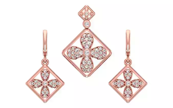 Women Earrings Pendants Sets 3dm STL OBJ FBX Renders Details