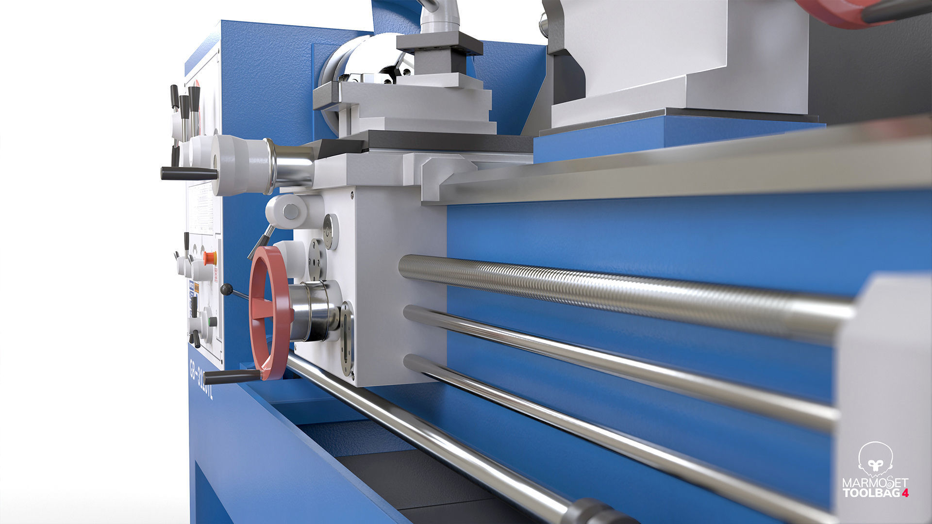 Turning lathe machine Low-poly 3D model_18