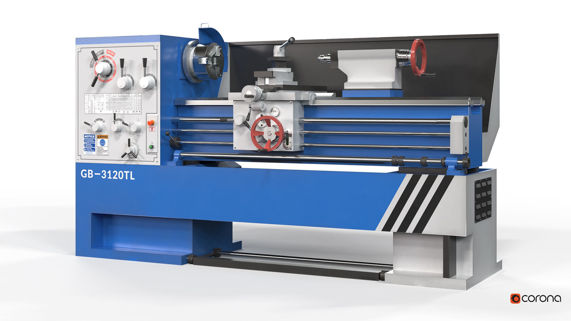 Turning lathe machine Low-poly 3D model_26