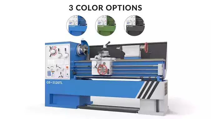 Turning lathe machine Low-poly 3D model
