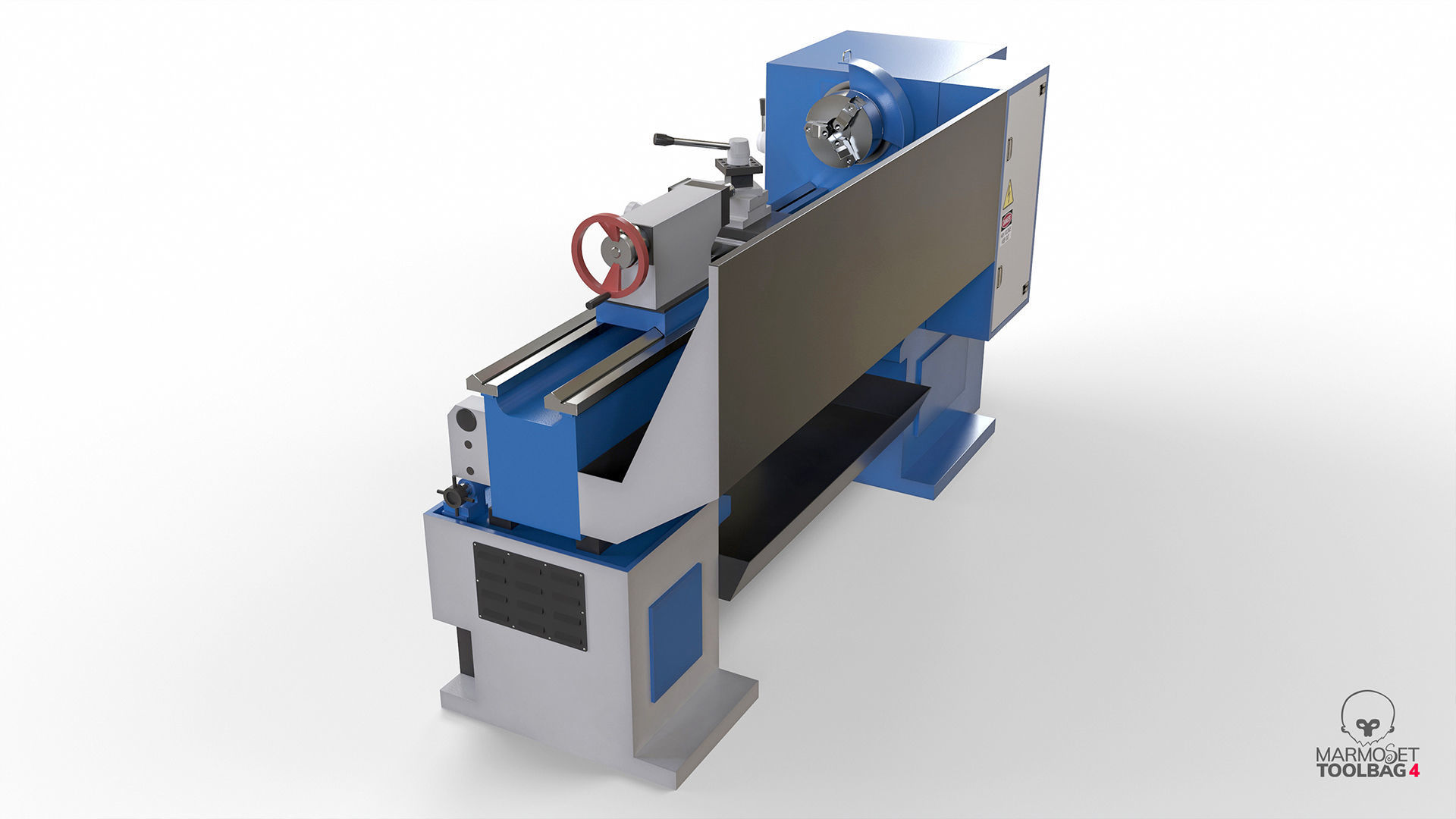 Turning lathe machine Low-poly 3D model_21