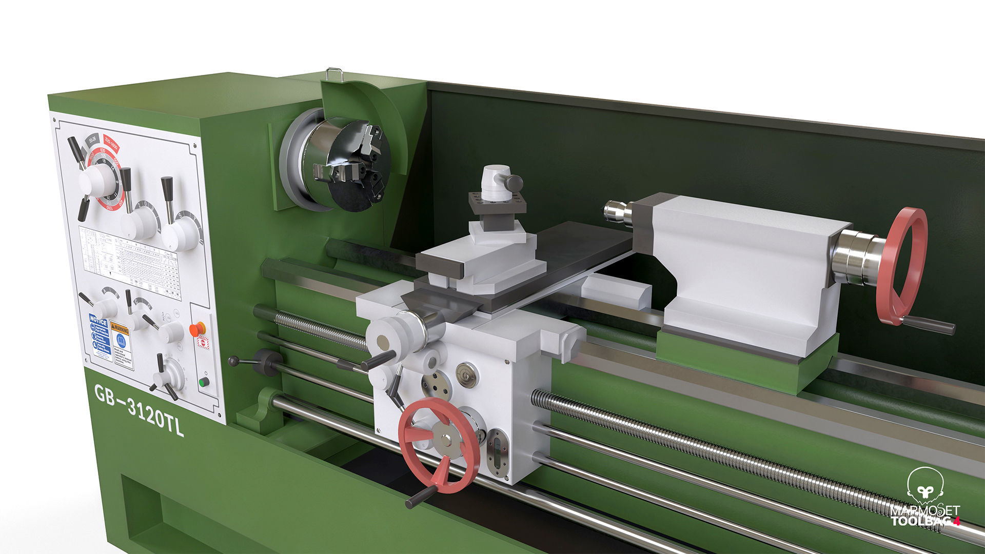 Turning lathe machine Low-poly 3D model_11