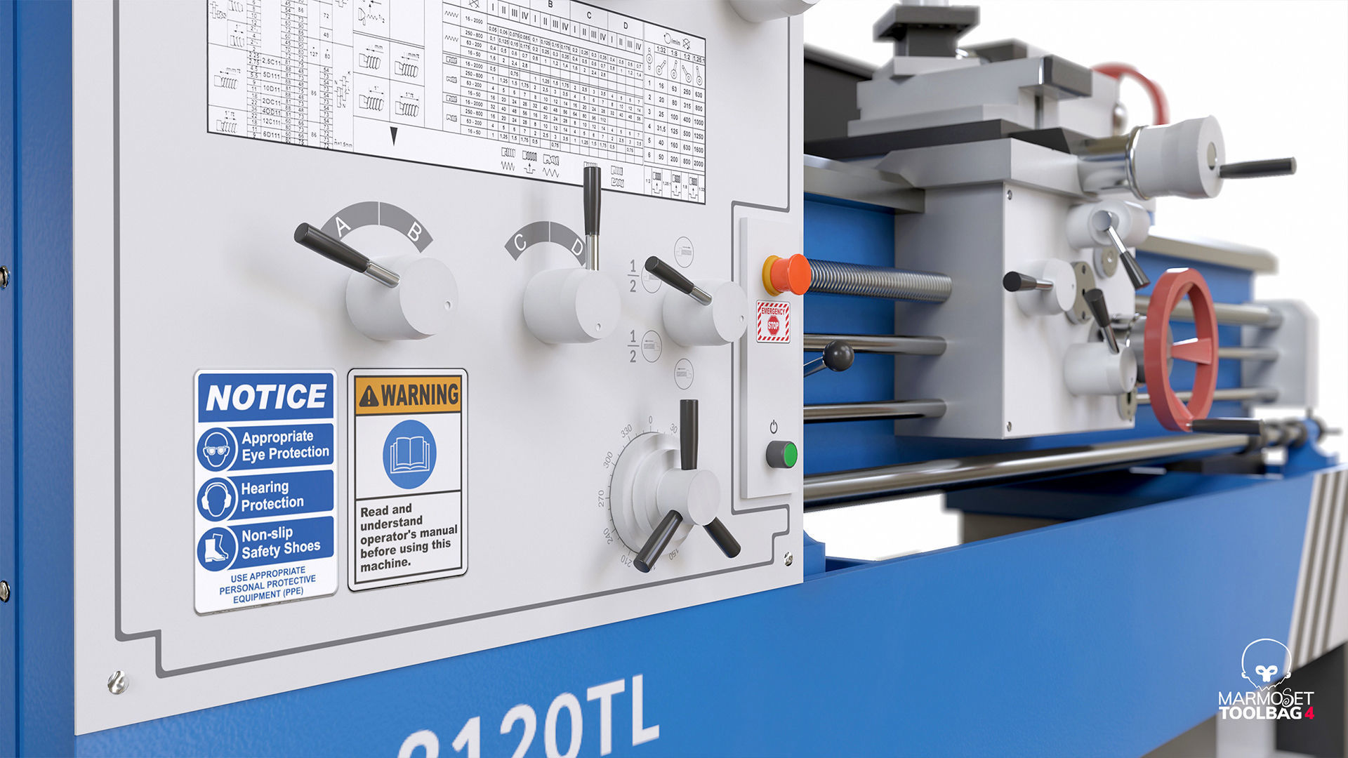 Turning lathe machine Low-poly 3D model_19