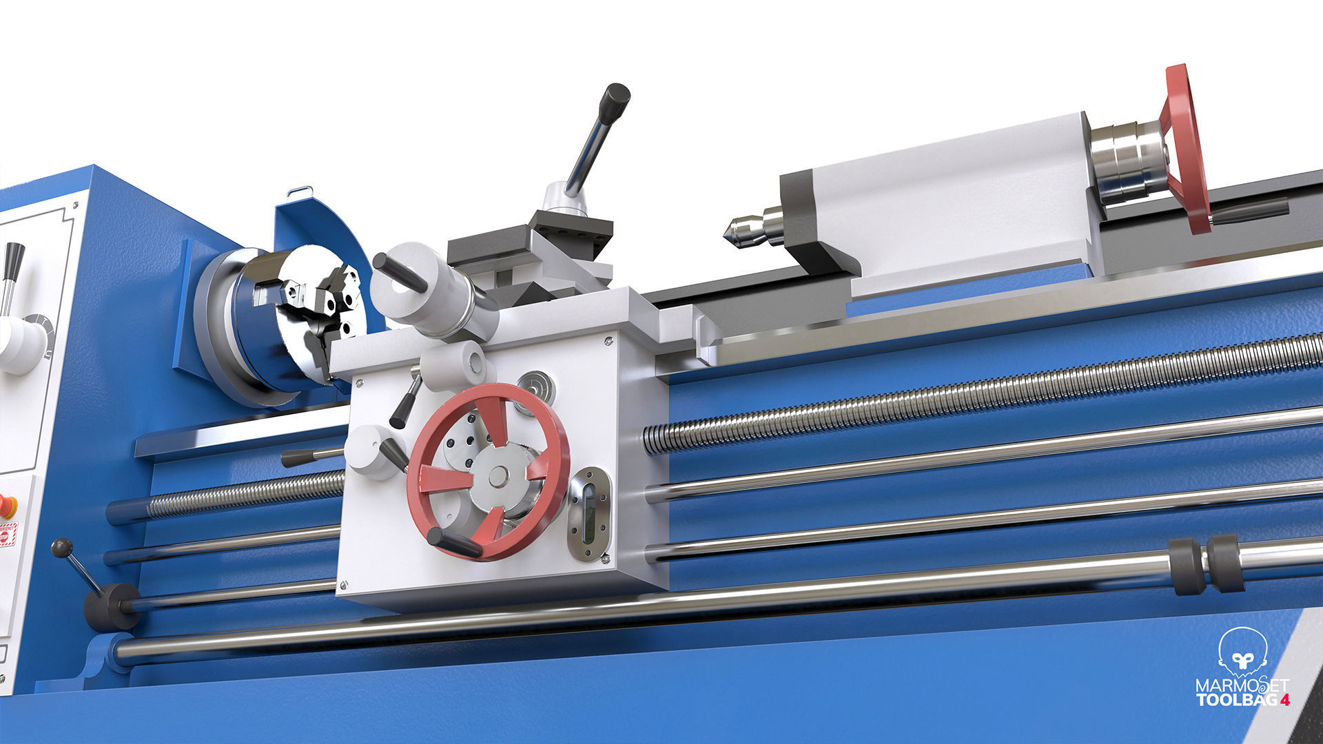 Turning lathe machine Low-poly 3D model_17