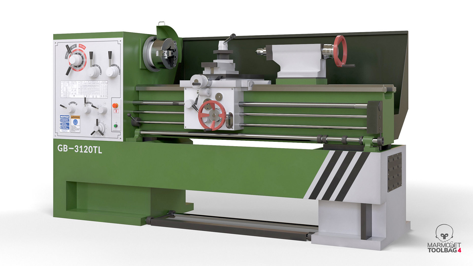 Turning lathe machine Low-poly 3D model_8