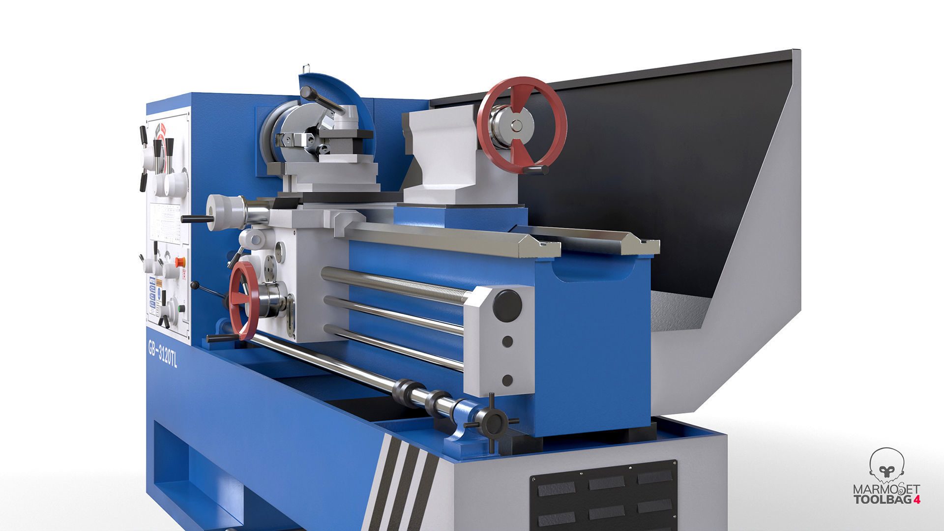 Turning lathe machine Low-poly 3D model_13
