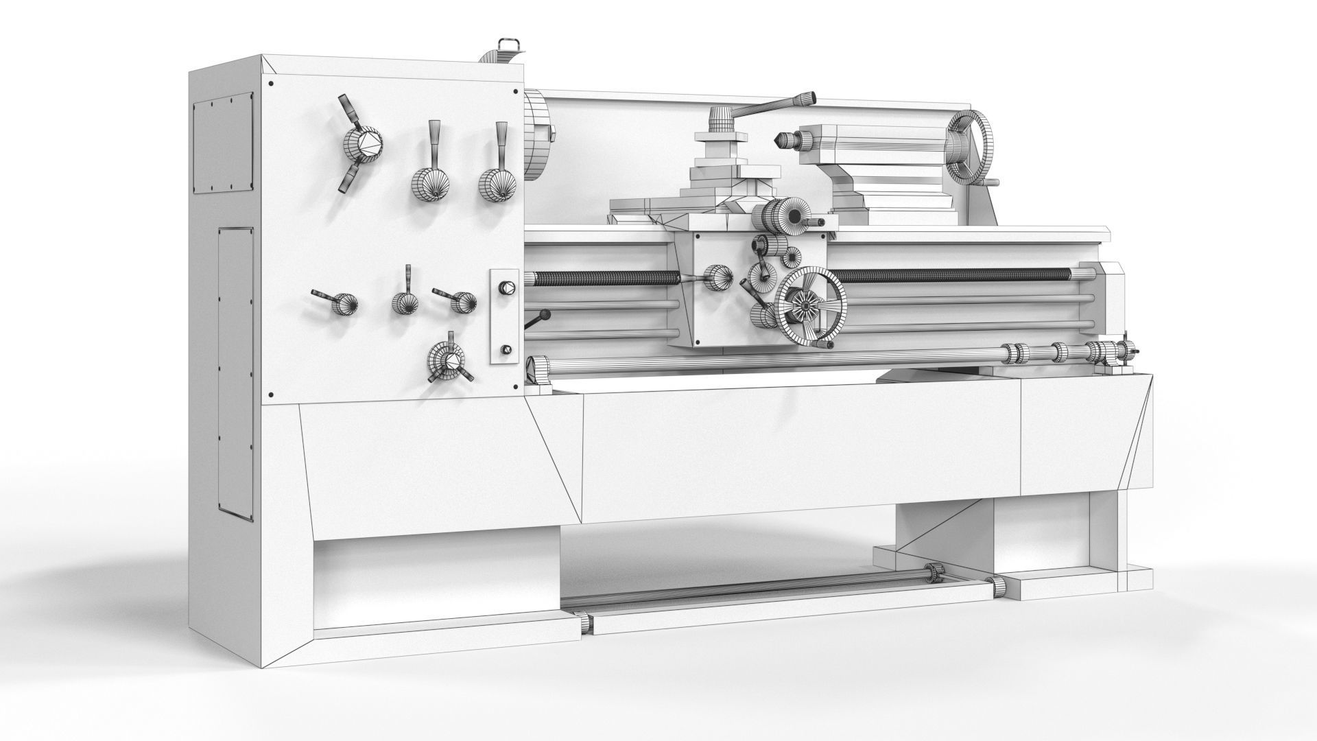 Turning lathe machine Low-poly 3D model_27