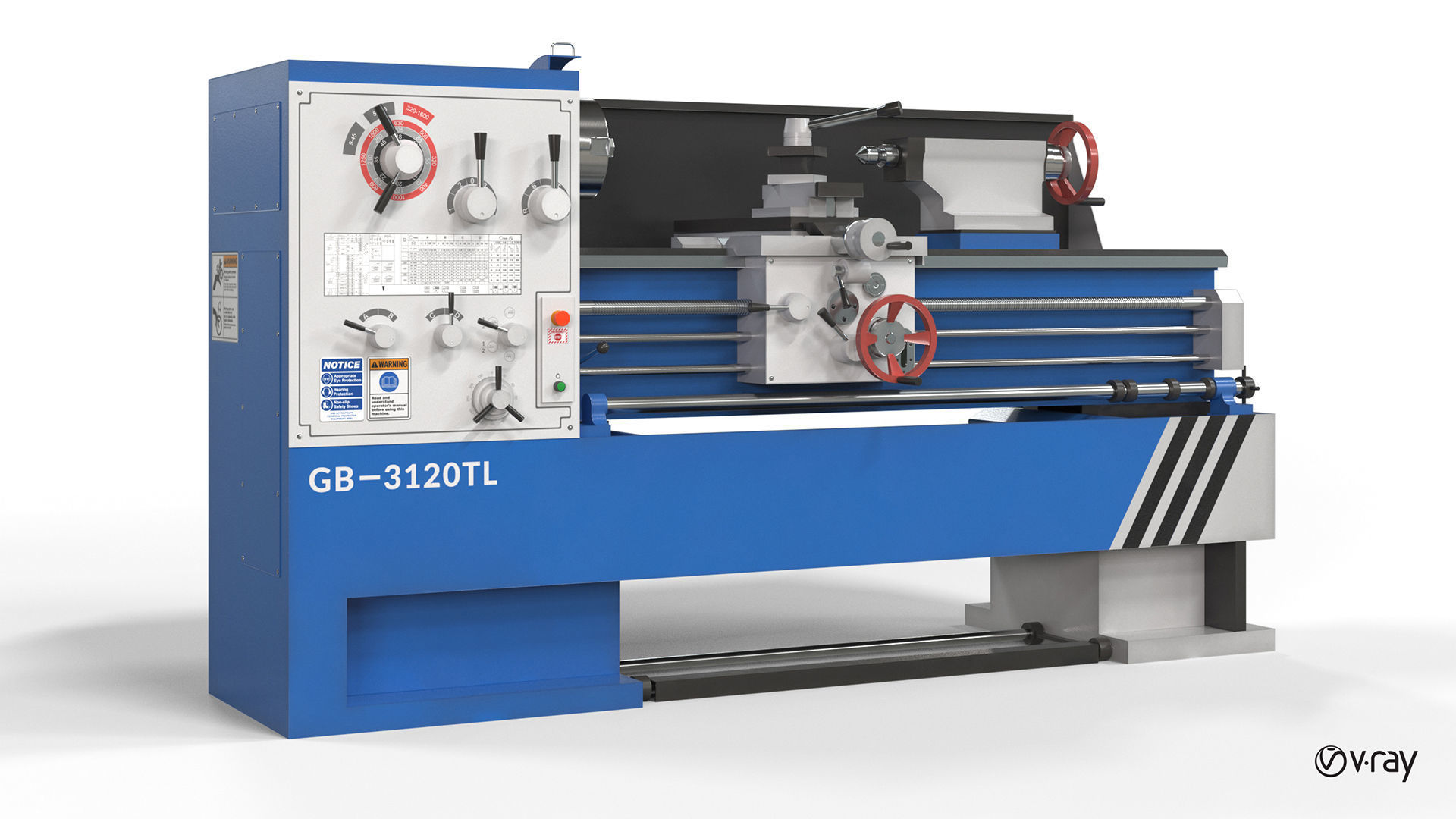 Turning lathe machine Low-poly 3D model_23