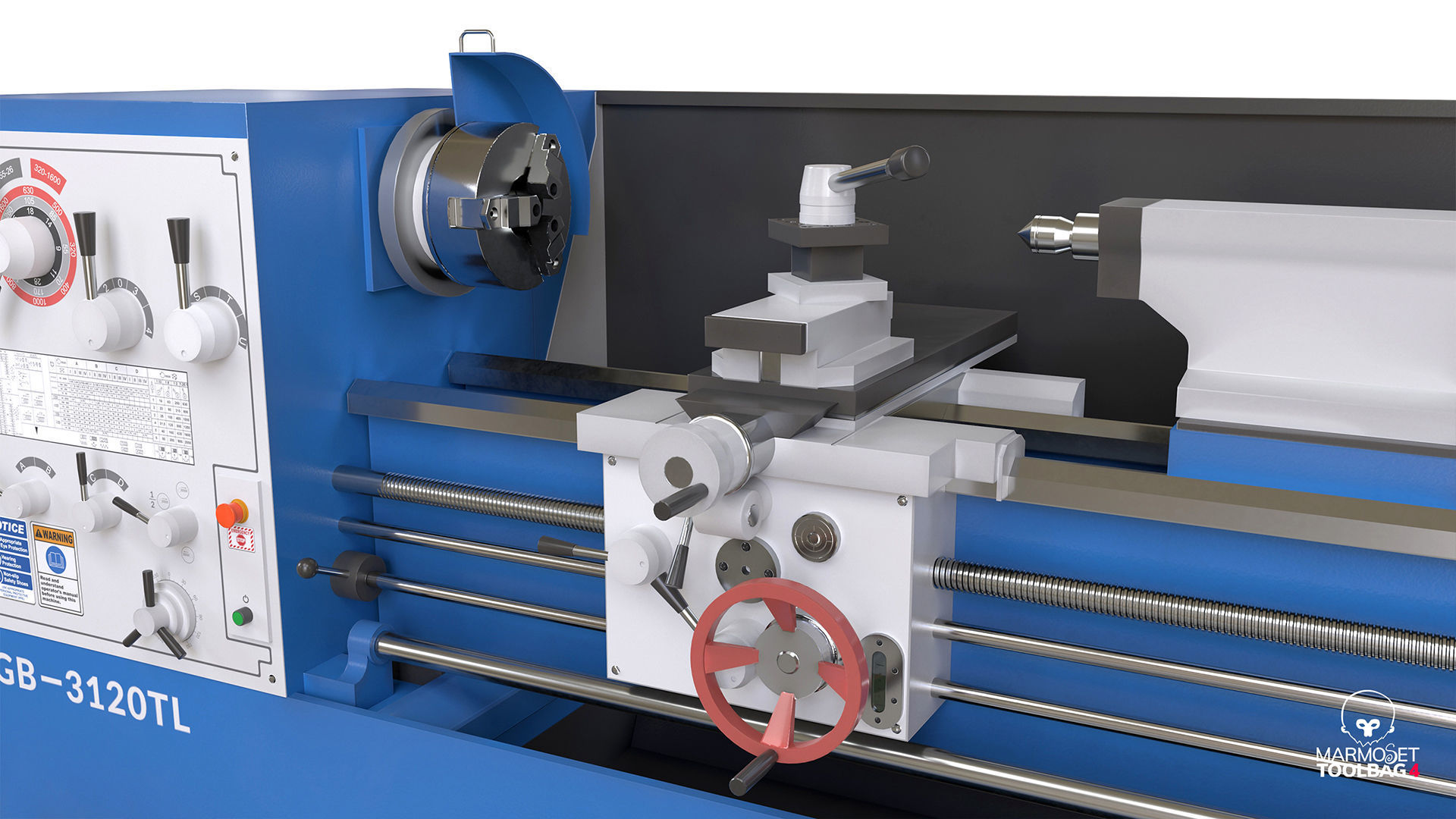 Turning lathe machine Low-poly 3D model_15