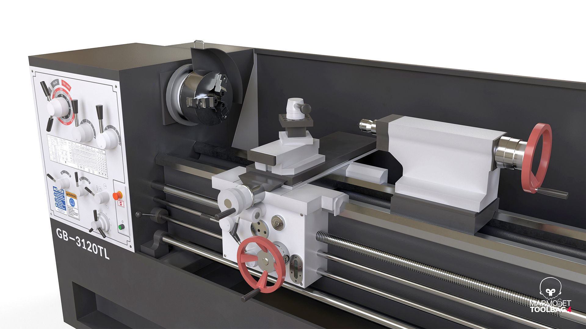 Turning lathe machine Low-poly 3D model_12