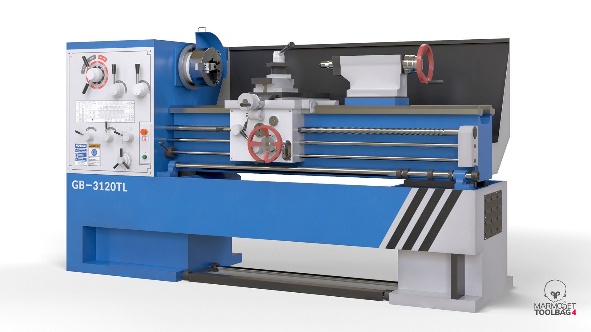 Turning lathe machine Low-poly 3D model_7