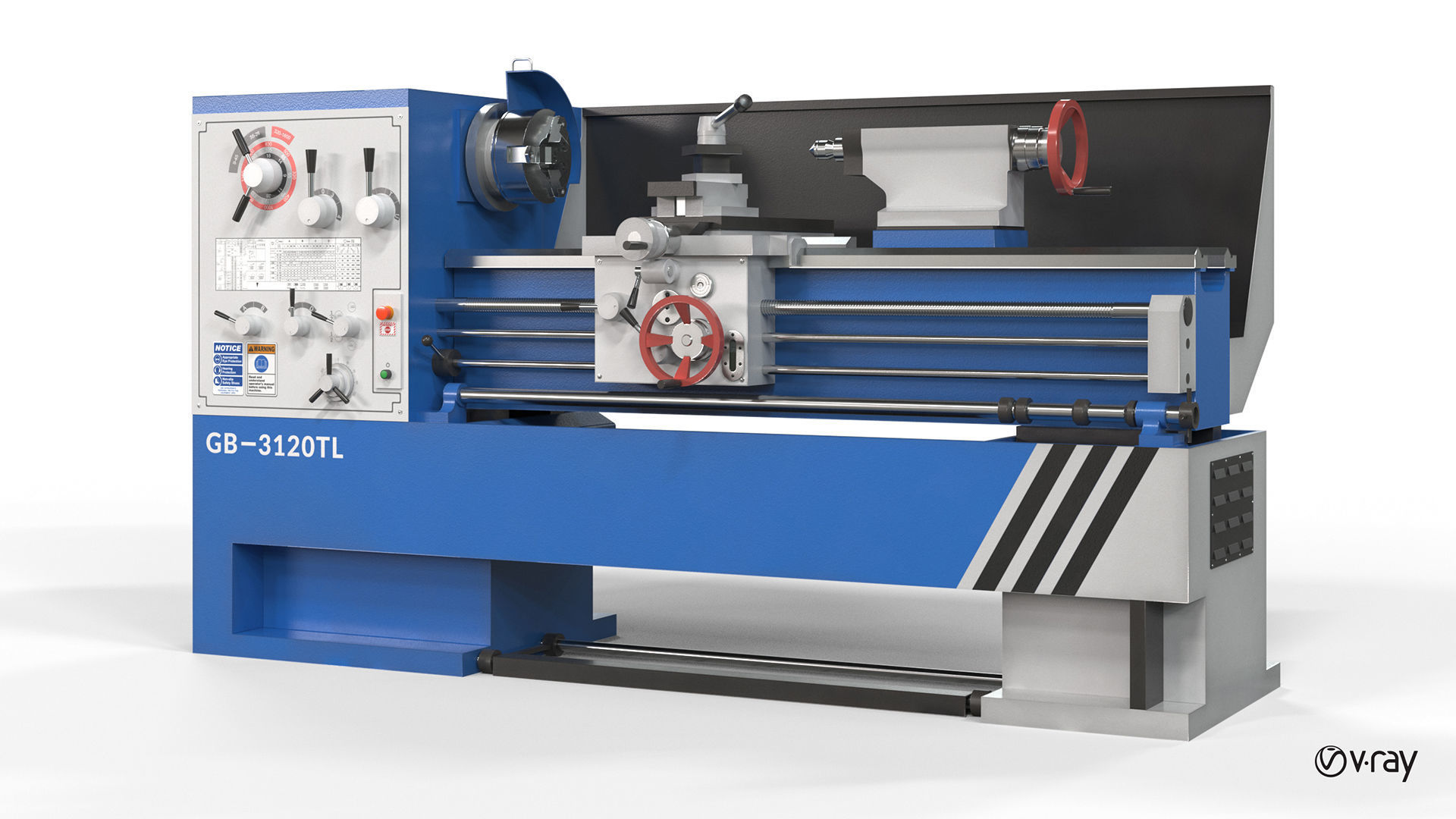 Turning lathe machine Low-poly 3D model_24