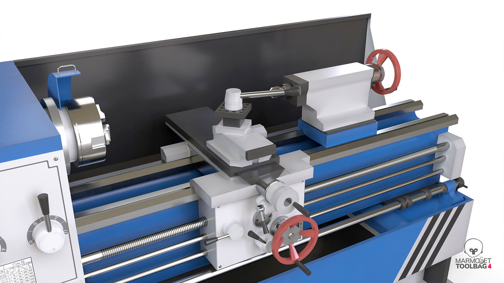 Turning lathe machine Low-poly 3D model_16