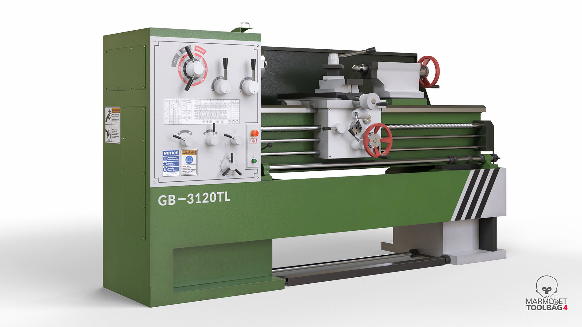 Turning lathe machine Low-poly 3D model_5