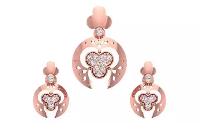 Women Earrings Pendants Sets 3dm STL OBJ FBX Renders Details