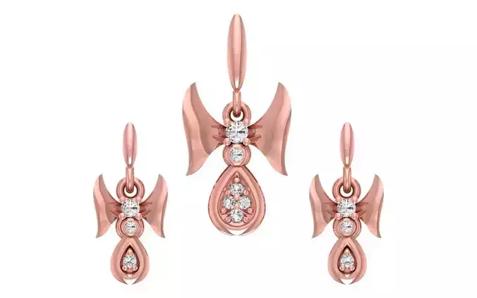 Women Earrings Pendants Sets 3dm STL OBJ FBX Renders Details