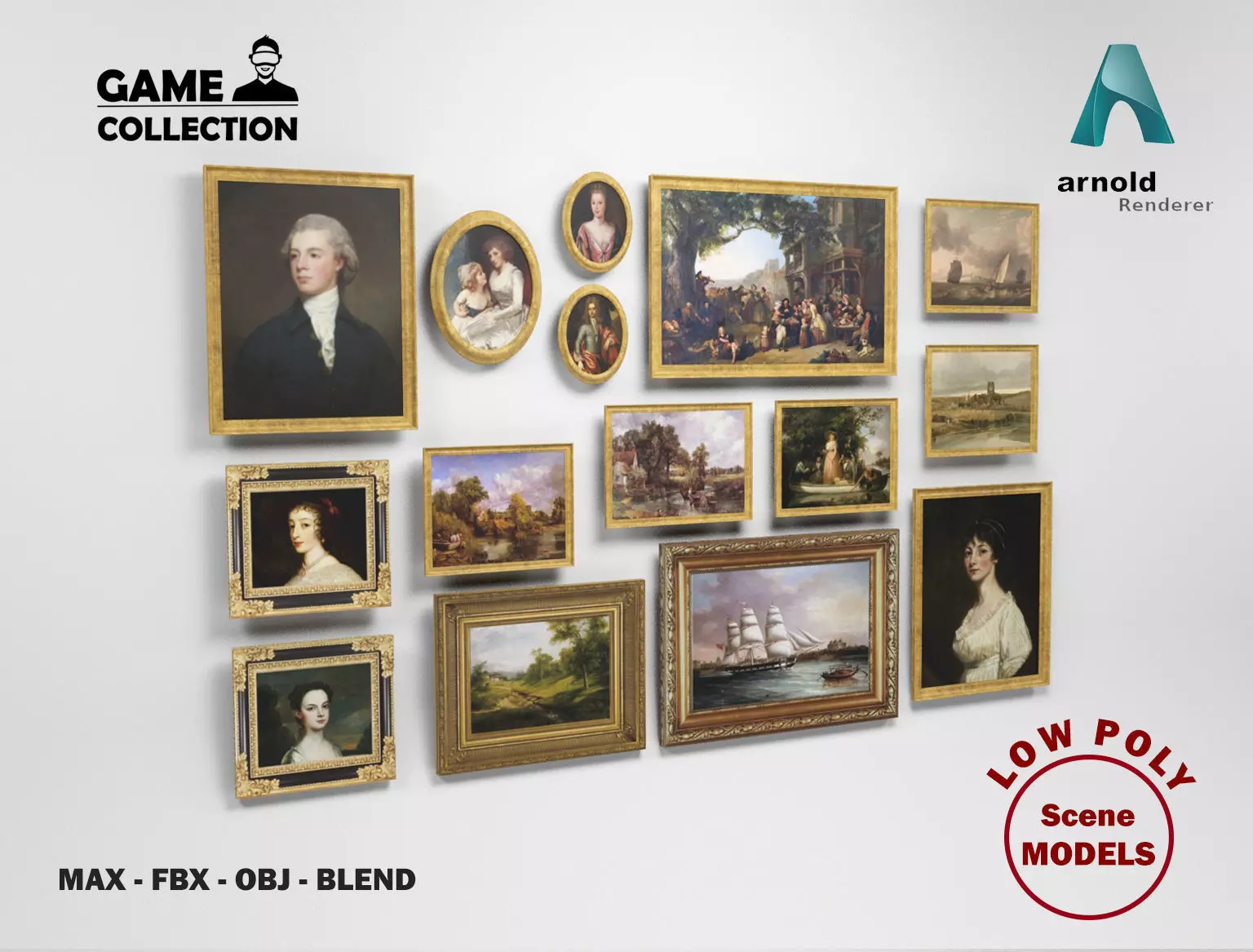 Old paintings Low-poly 3D model_0