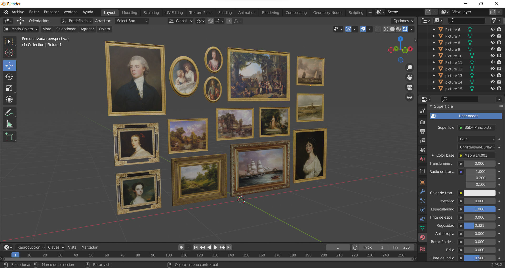 Old paintings Low-poly 3D model_11