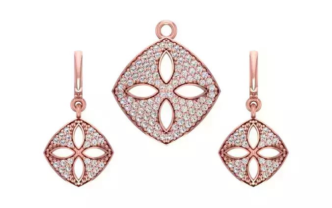 Women Earrings Pendants Sets 3dm STL OBJ FBX Renders Details