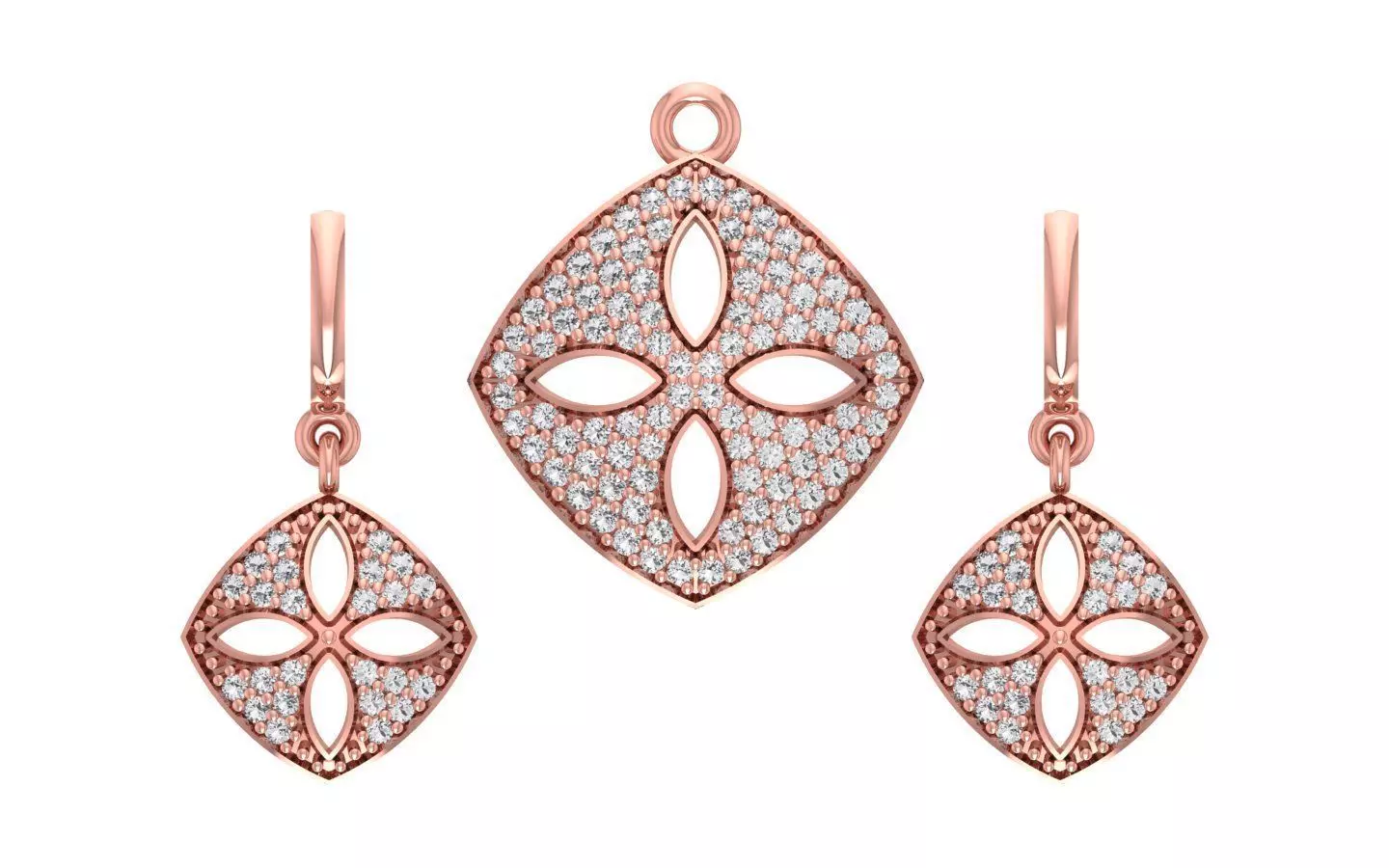 Women Earrings Pendants Sets 3dm STL OBJ FBX Renders Details 3D print model_0