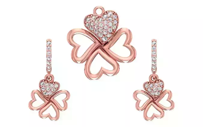 Women Earrings Pendants Sets 3dm STL OBJ FBX Renders Details