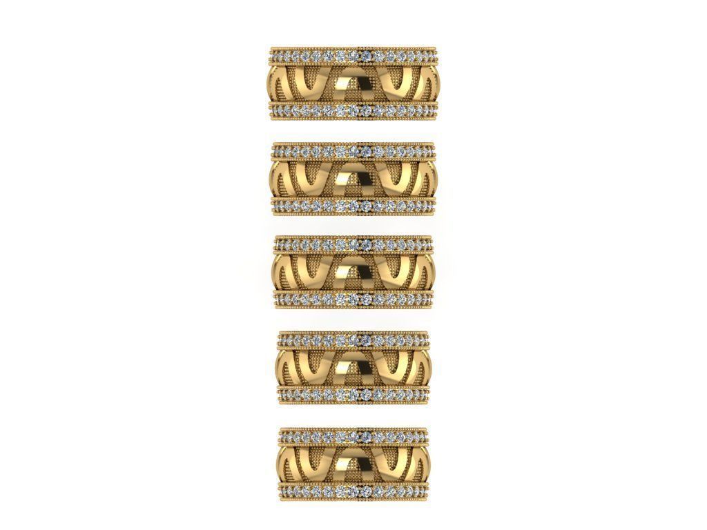 Ring432 gold ring set with diamonds 3D print model_1