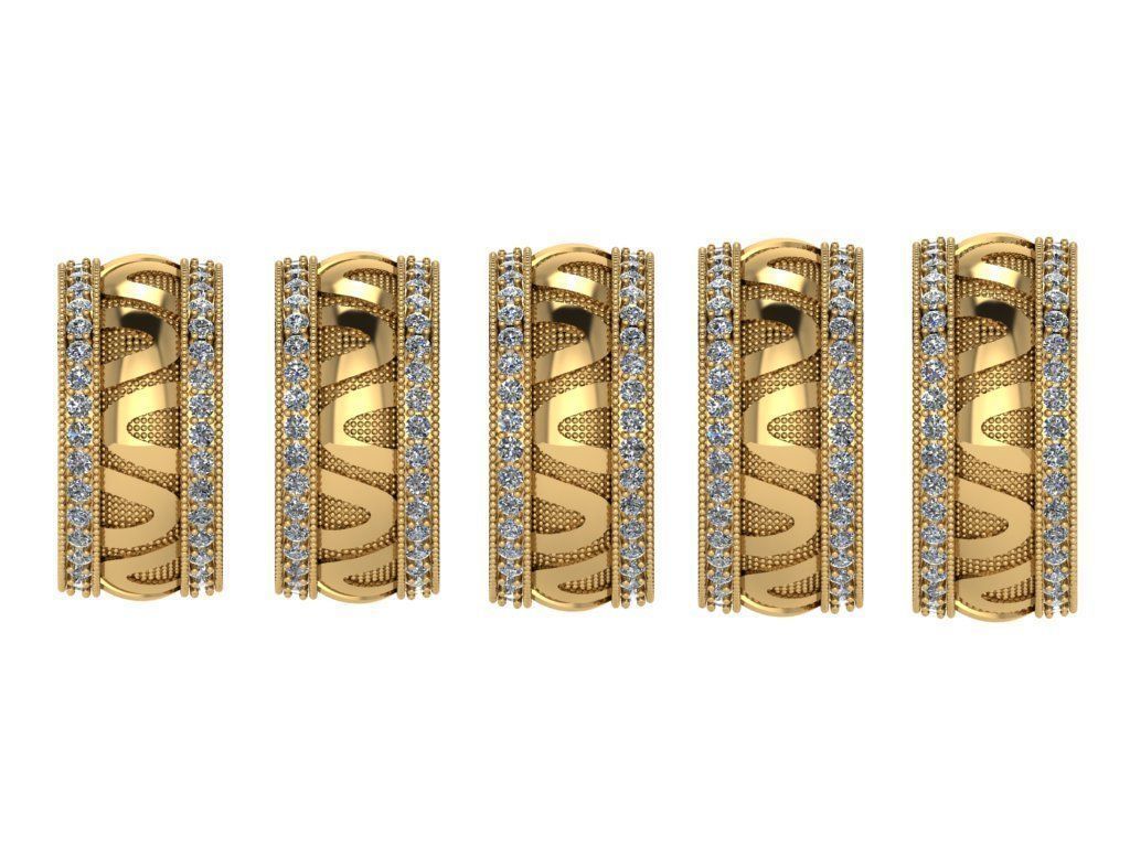 Ring432 gold ring set with diamonds 3D print model_3