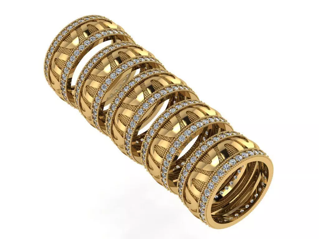 Ring432 gold ring set with diamonds 3D print model_0
