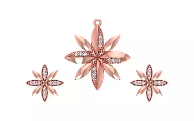 Women Earrings Pendants Sets 3dm STL OBJ FBX Renders Details