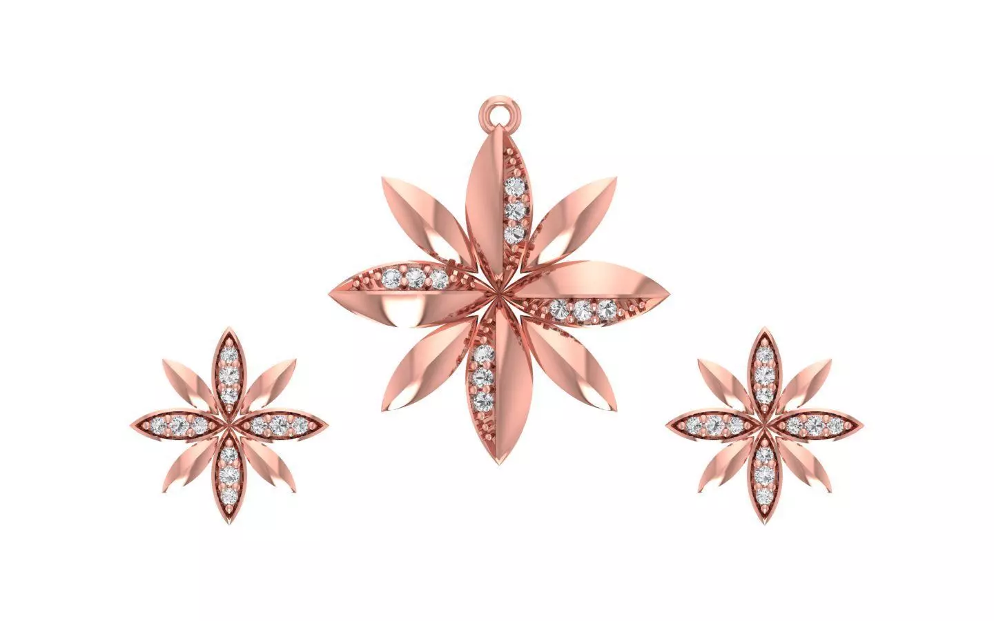 Women Earrings Pendants Sets 3dm STL OBJ FBX Renders Details 3D print model_0