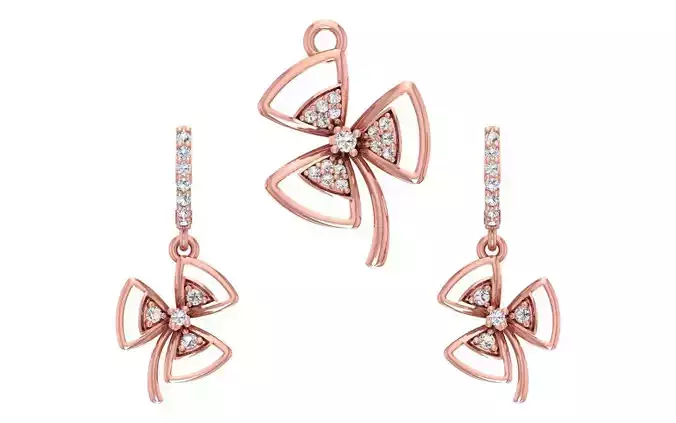 Women Earrings Pendants Sets 3dm STL OBJ FBX Renders Details